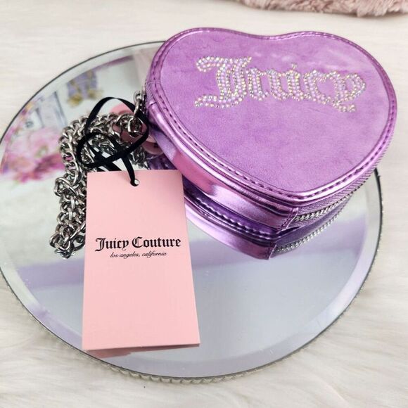{Juicy Couture} Purple Velour Heart Zip Around Wallet - Picture 4 of 4
